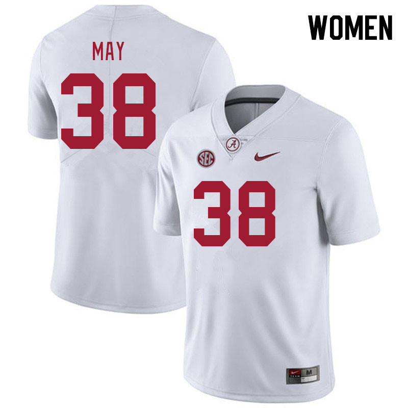 Women #38 Alijah May Alabama Crimson Tide College Footabll Jerseys Stitched-White